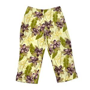 NWT Tommy Bahama Silk Linen Blend Hawaiian Tropical Cropped Pants size 8